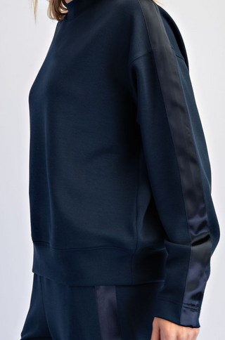 Mariah Satin Stripe Modal Crewneck
