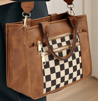 Checkered Canvas Tote Bag. *Final Sale*