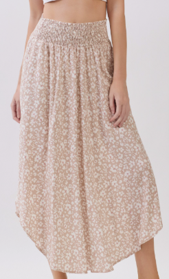 Kayla Smocked Waist Midi Skirt