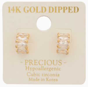 Baguette Mini Half Hoop Earrings. *Final Sale*