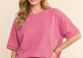 Geneva Stripe Half Sleeve Tee