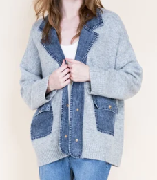 Raegan Denim Trim Cardigan
