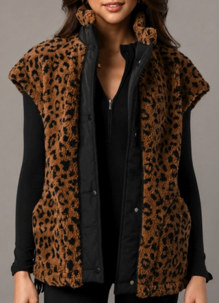 Libby Brown and Black Leopard Vest