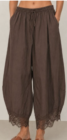 Amara Lace Trim Barrel Pants