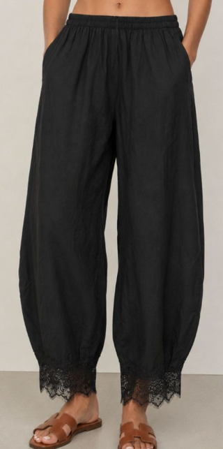 Amara Lace Trim Barrel Pants