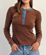Celia Washed Stripe Henley