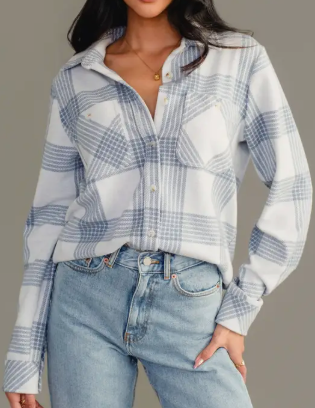 Nina Plaid Button Up Top