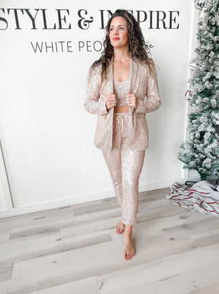 Serena Three Piece Sequin Pant Set