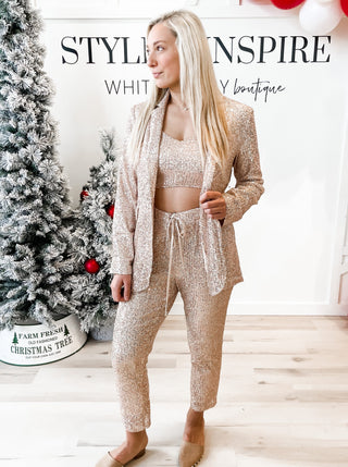 Serena Three Piece Sequin Pant Set