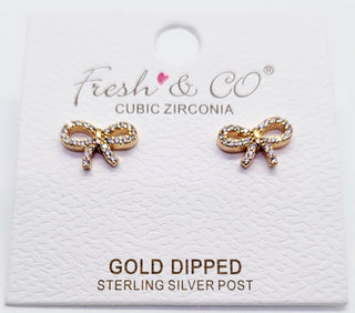 Small CZ Bow Stud Earrings