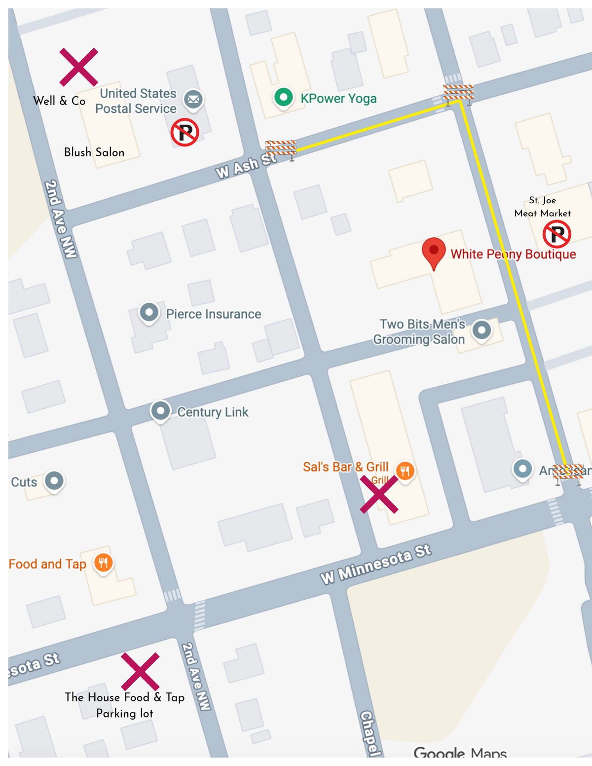 Peony Market parking map
