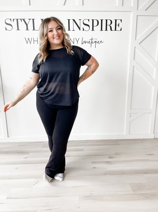 Taylor Curvy Sheer Striped Tee