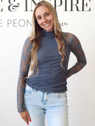 Cynthia Embroidery Lace Sleeve Top