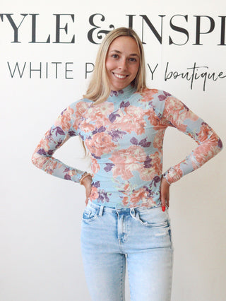 Hazel Floral Mesh Thumbhole Top