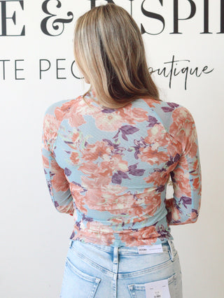 Hazel Floral Mesh Thumbhole Top
