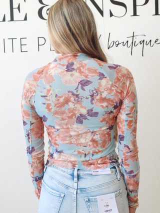 Hazel Floral Mesh Thumbhole Top