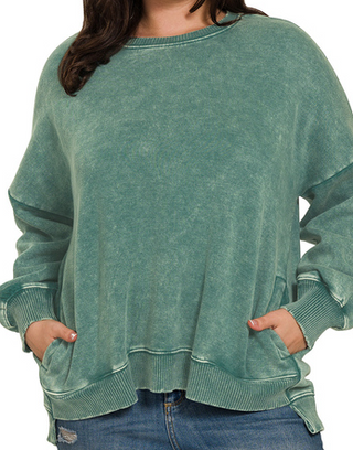 Zoey Acid Washed Crew Neck Sweatshirt