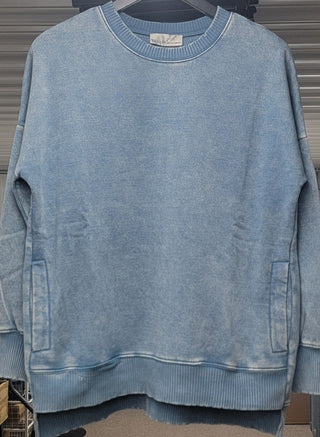 Zoey Acid Washed Crew Neck Sweatshirt