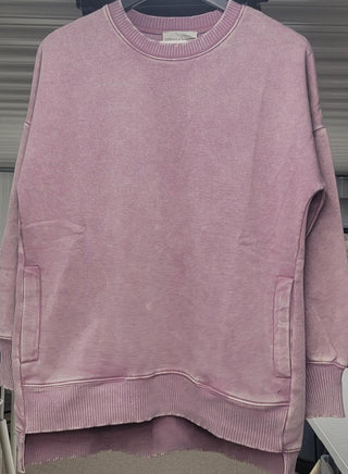 Zoey Acid Washed Crew Neck Sweatshirt