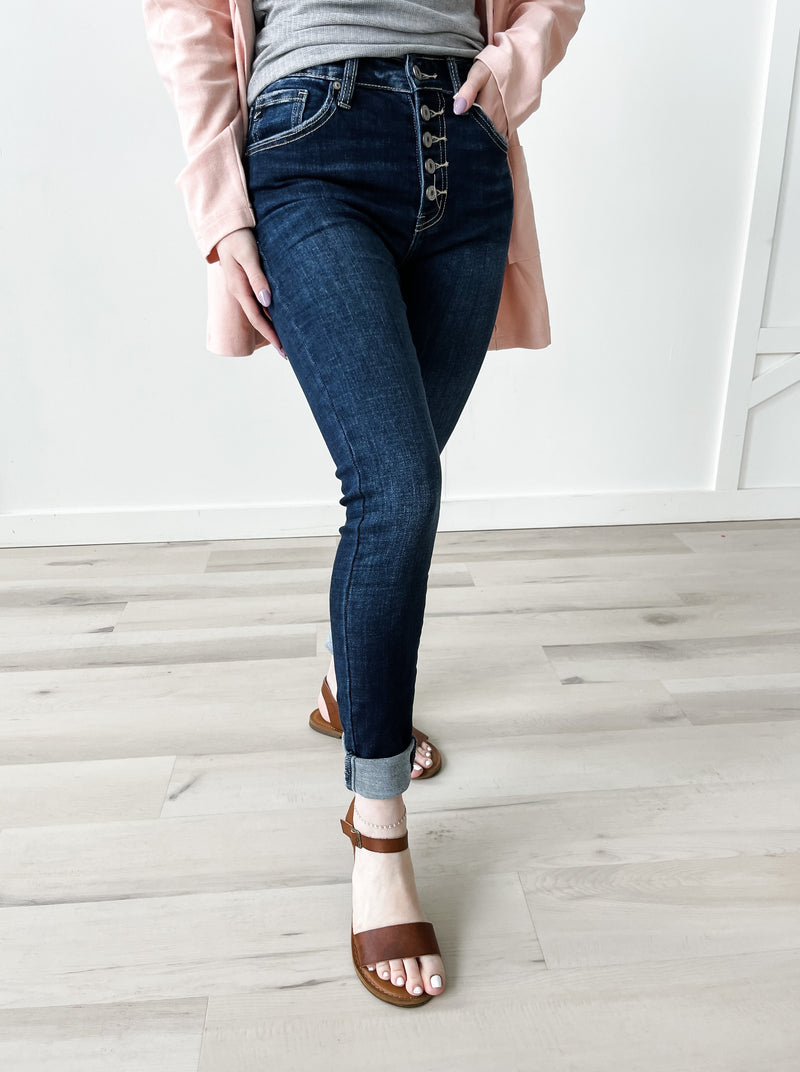 Kancan Button Down Super Skinny Jeans